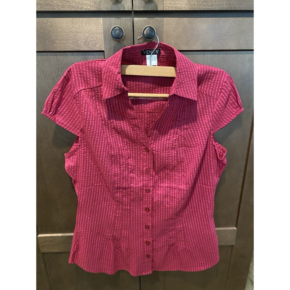 Venus Cap Sleeve Women's blouse Mom Top Retro Vintage 80's inspired wine Sz 8